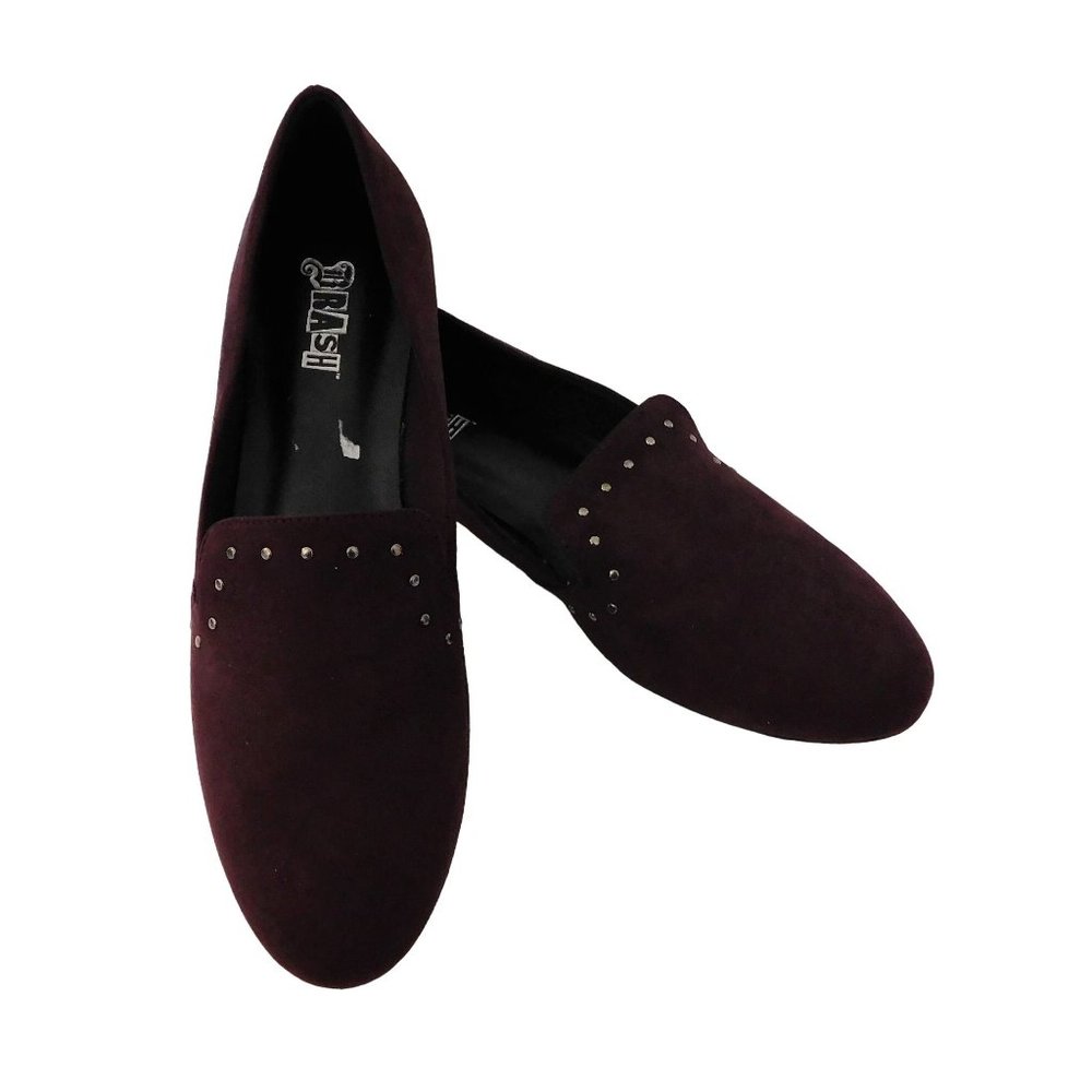 Brash Dilly Loafer Flat Shoes Black Violet Studs Womens Size 8.5 New with Box